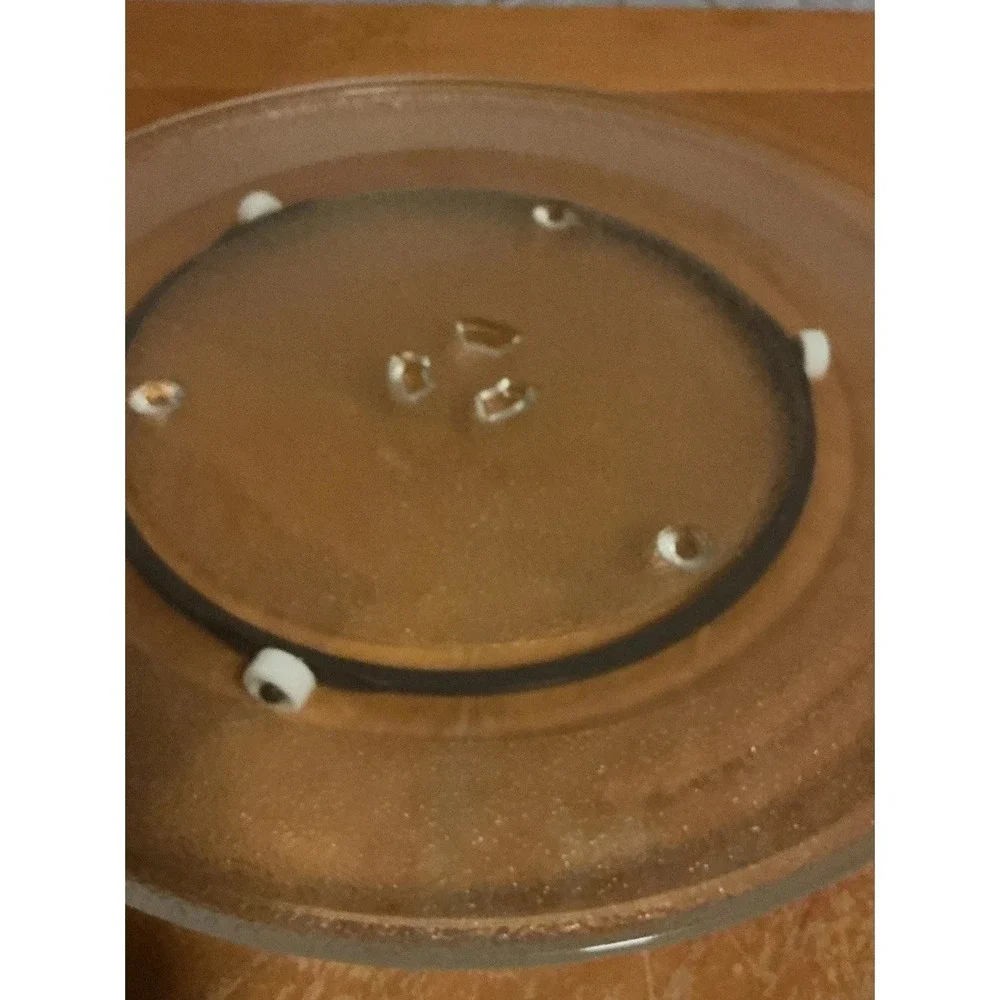 Replacement Microwave Glass Turntable 14.25 Inch Plate and Brown Roller Ring